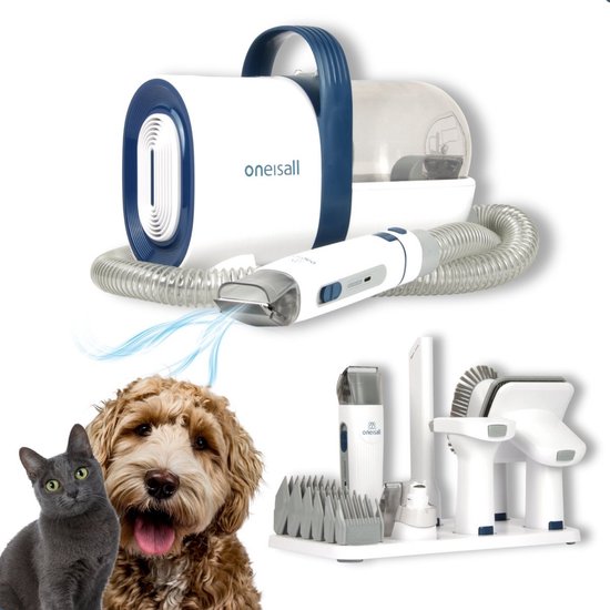 Oneisall S1 7-in-1 Dog Grooming Kit Dog Grooming Set Pet Groomer Vacuuming and Trimming Cats and Dogs Collection Bin Vacuum Cleaner