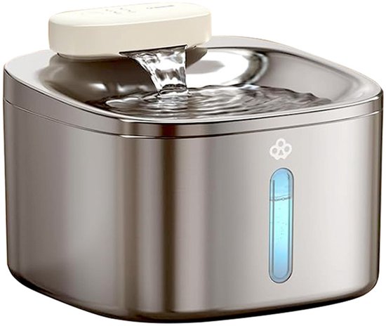 Oneisall PW04-Draadloze Kattenfontein, 5000mAh Batterijgevoed, 3,5L Drinkfontein voor Katten met Bewegingssensor, RVS Kattendrinkfontein, Stille Waterpomp, 3 Filters