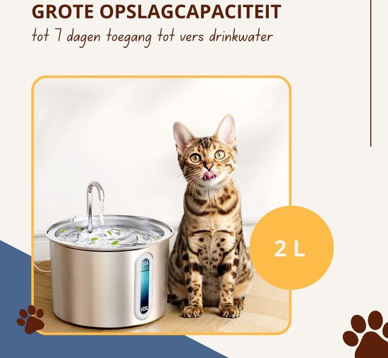 Oneisall Drinkfontein Kat en Hond - PWF-001 CW11024 - Waterbak - Kattenfontein - Drinkfontein - 2 liter - Inclusief 3 filters