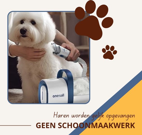 Oneisall S1 7-in-1 Hondentondeuse Kit - Honden trimset - Dierentrimmer - Zuigen en Trimmen - Katten en Honden - 1,5L Opvangbak - Stofzuiger voor Dierenharen