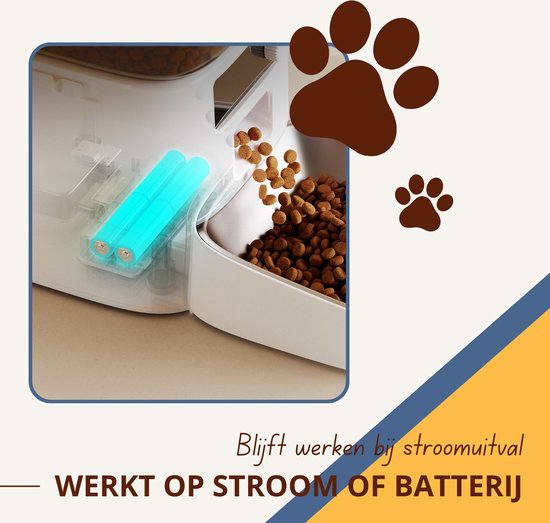 Oneisall Smart Voerbak PFD-001 Pro CW15010 - Met WiFi-verbinding - Automatische Voerbak - Draadloos - Wit - Voerautomaat dispenser - Kat en hond - Droogvoer - Nauwkeurige Portiecontrole - 3,5L Reservoir - Met App