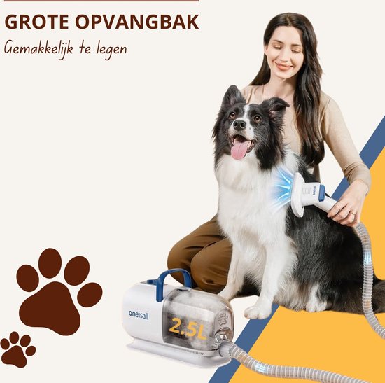 Oneisall Kyle Cozy-C1 - 8-in-1 Hondentondeuse Kit - Professionele Honden trimset - Dierentrimmer - Zuigen en Trimmen - Katten en honden - 2,5L Opvangbak - Hondenfohn - Stofzuiger voor Dierenharen