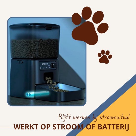 Oneisall Automatische Voerbak - PFD-001 - Voerbakken - Zwart - Voerautomaat dispenser - Kat en hond