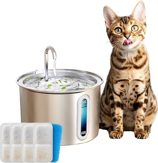 Oneisall Drinkfontein Kat en Hond - PWF-001 CW11024 - Waterbak - Kattenfontein - Drinkfontein - 2 liter - Inclusief 3 filters