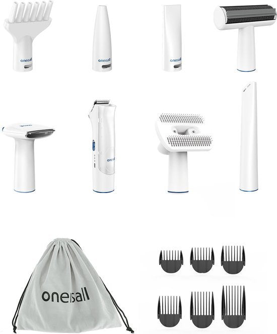 Oneisall Kyle Cozy-C1 - 8-in-1 Hondentondeuse Kit - Professionele Honden trimset - Dierentrimmer - Zuigen en Trimmen - Katten en honden - 2,5L Opvangbak - Hondenfohn - Stofzuiger voor Dierenharen