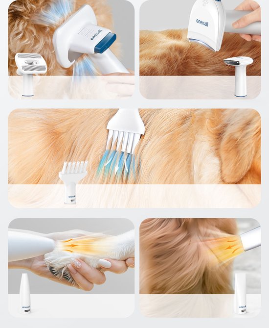 Oneisall Kyle Cozy-C1 - 8-in-1 Hondentondeuse Kit - Professionele Honden trimset - Dierentrimmer - Zuigen en Trimmen - Katten en honden - 2,5L Opvangbak - Hondenfohn - Stofzuiger voor Dierenharen