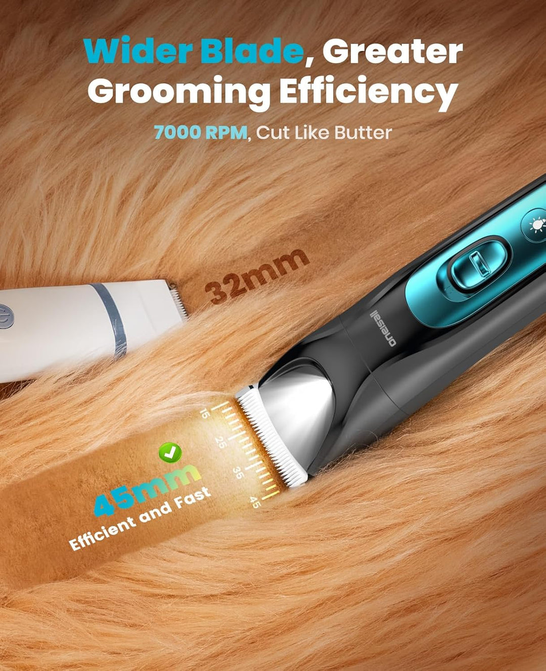 Oneisall 4-in-1 Dierentrimmer – Hondentrimmer & Katten trimmer met LED-licht, Poottrimmer, Nagelvijl & Gebogen Mes – Stille Hondentondeuse – 2000 mAh Oplaadbaar – Kat en hond tondeuse