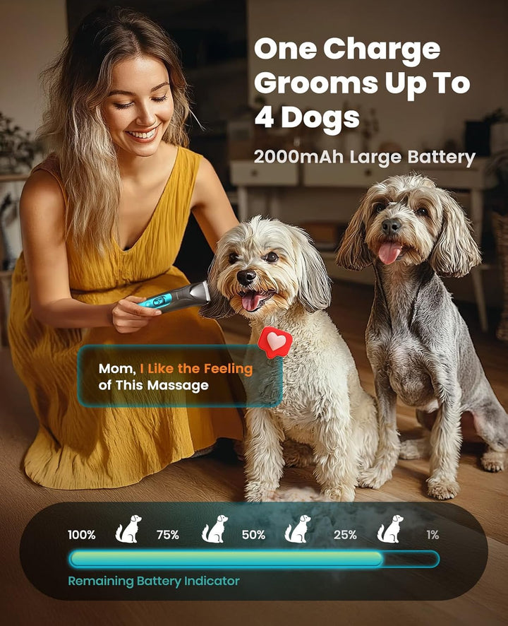 Oneisall 4-in-1 Dierentrimmer – Hondentrimmer & Katten trimmer met LED-licht, Poottrimmer, Nagelvijl & Gebogen Mes – Stille Hondentondeuse – 2000 mAh Oplaadbaar – Kat en hond tondeuse