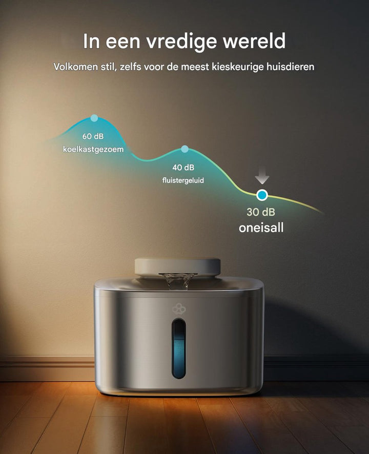 Oneisall PW04-Draadloze Kattenfontein, 5000mAh Batterijgevoed, 3,5L Drinkfontein voor Katten met Bewegingssensor, RVS Kattendrinkfontein, Stille Waterpomp, 3 Filters