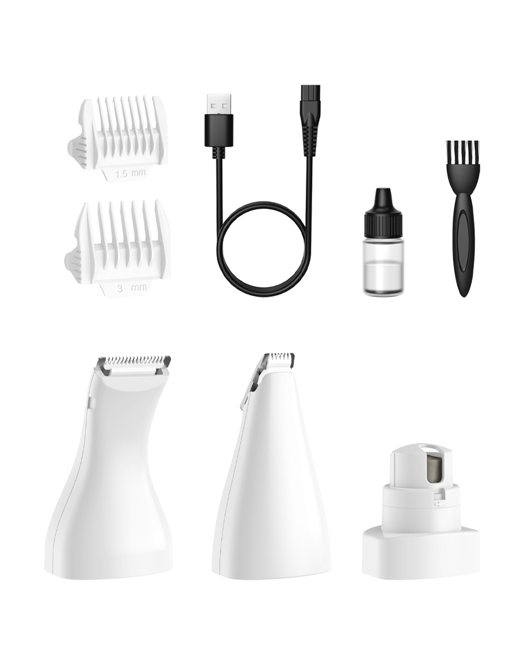 Oneisall 4-in-1 Silent Pet Clipper for Cats and Dogs - Dog Grooming Set - Cat Groomer - Dog Groomer &amp; Dog Trimmer - White