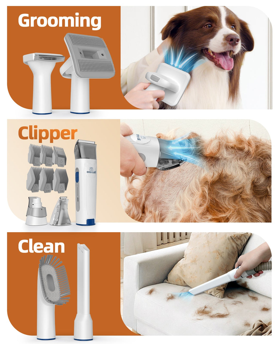 LM2 Grooming Vacuum Kit met 3 Vervangende Messen
