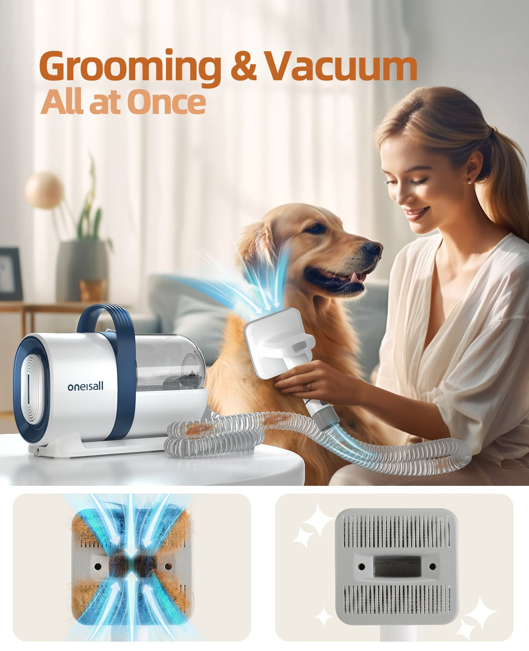 LM2 Grooming Vacuum Kit met 3 sponsfilters en HEPA