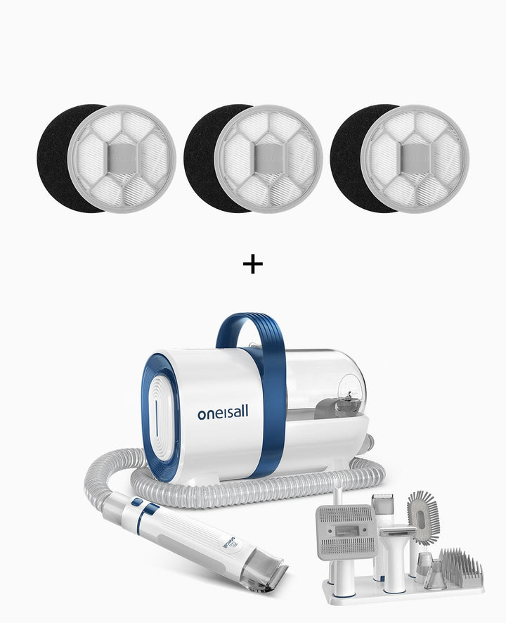 Oneisall S1 7-in-1 Hondentondeuse Kit - Honden trimset - Dierentrimmer - Zuigen en Trimmen - Katten en Honden - 1,5L Opvangbak - Stofzuiger voor Dierenharen