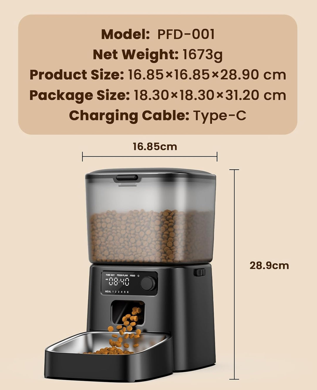 Oneisall 3,5L Automatische Kattenvoederautomaat