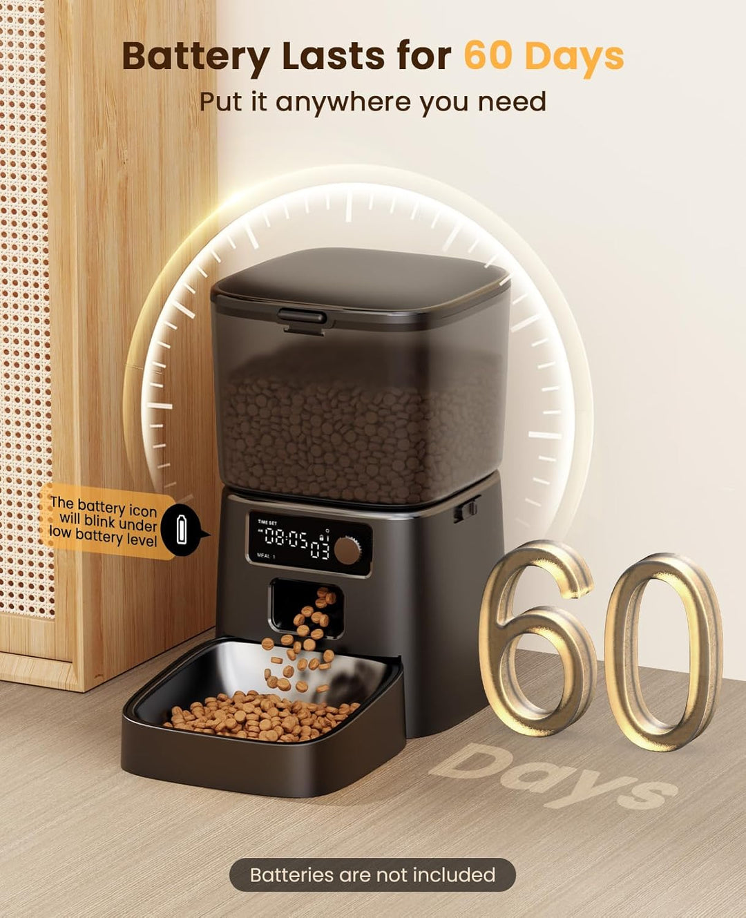 Oneisall 3,5L Automatische Kattenvoederautomaat