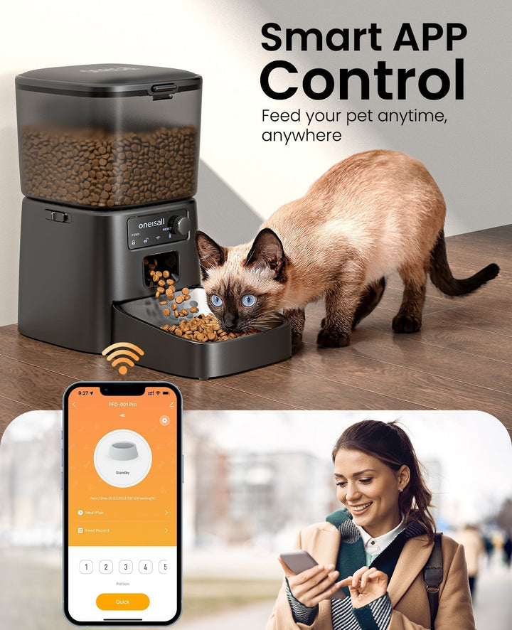 Oneisall 3,5L Automatische Kattenvoederautomaat met App-bediening & 2,4G wifi