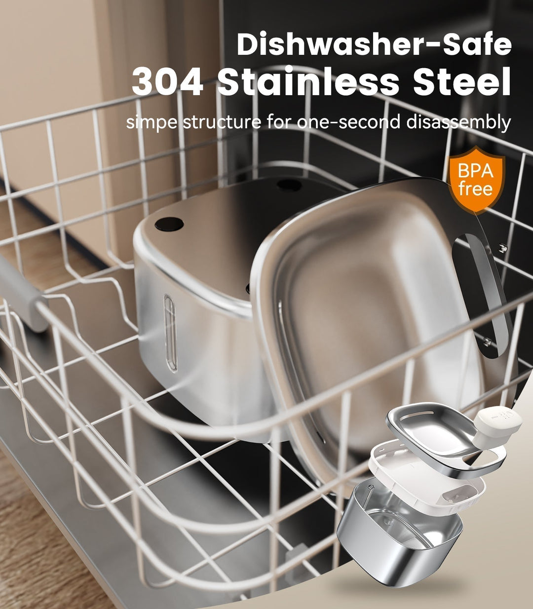 Oneisall 3,5L Draadloze Slimme Drinkfontein voor Huisdieren van Roestvrij Staal met 3 Filters