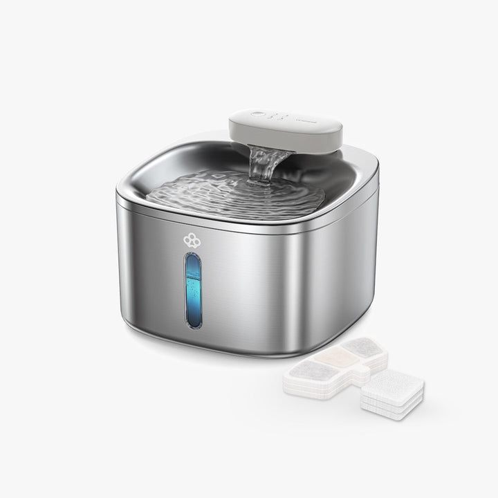 Oneisall 3,5L Draadloze Slimme Drinkfontein voor Huisdieren van Roestvrij Staal met 3 Filters