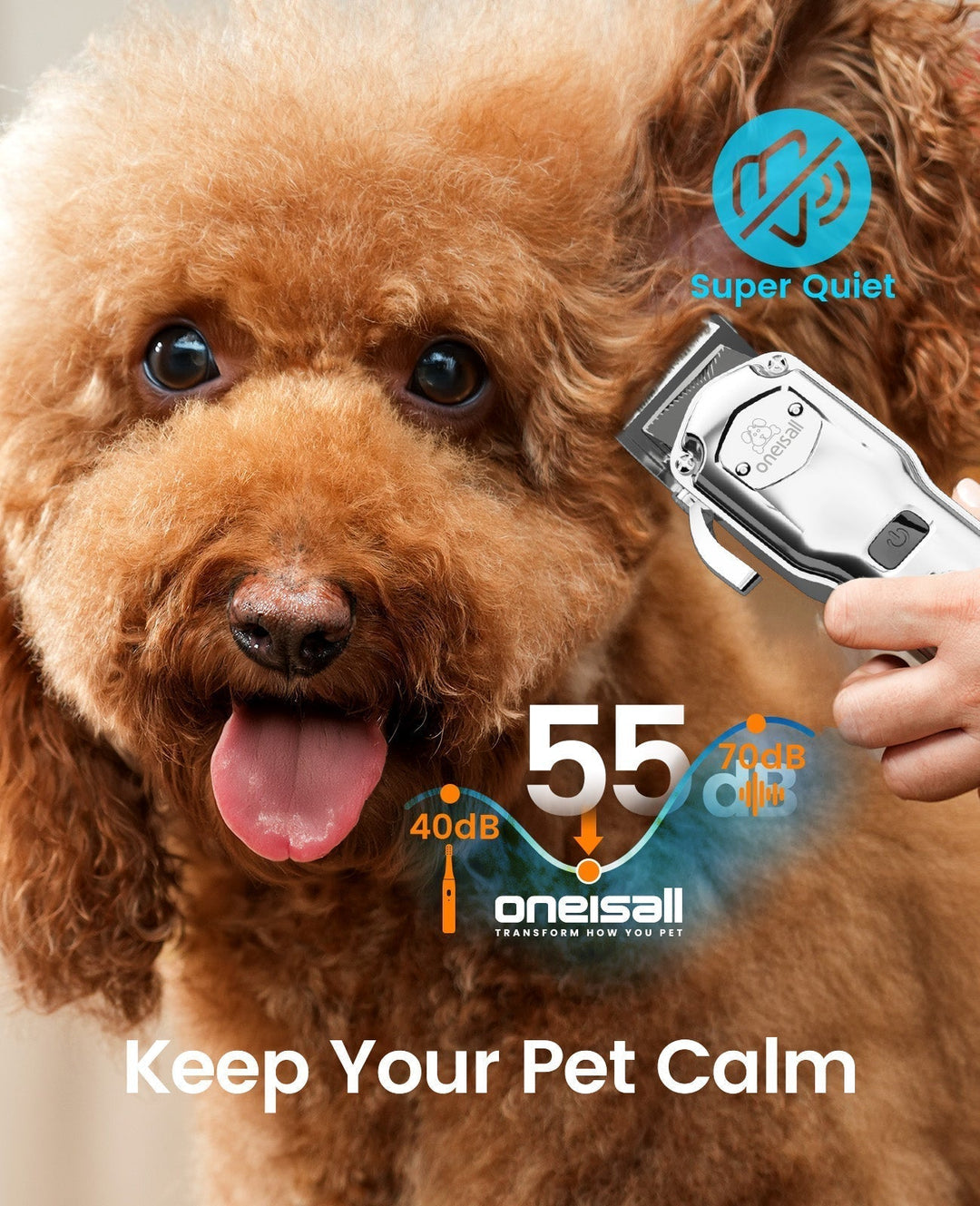 Oneisall 676 Pro Hondentondeuse met Afneembare Metalen Opzetkammen
